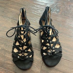 Lace Up Black Sandal